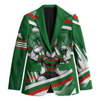 Rabbitohs Rugby Mascot Blazer Fierce Athlete Graphic in Sports Style