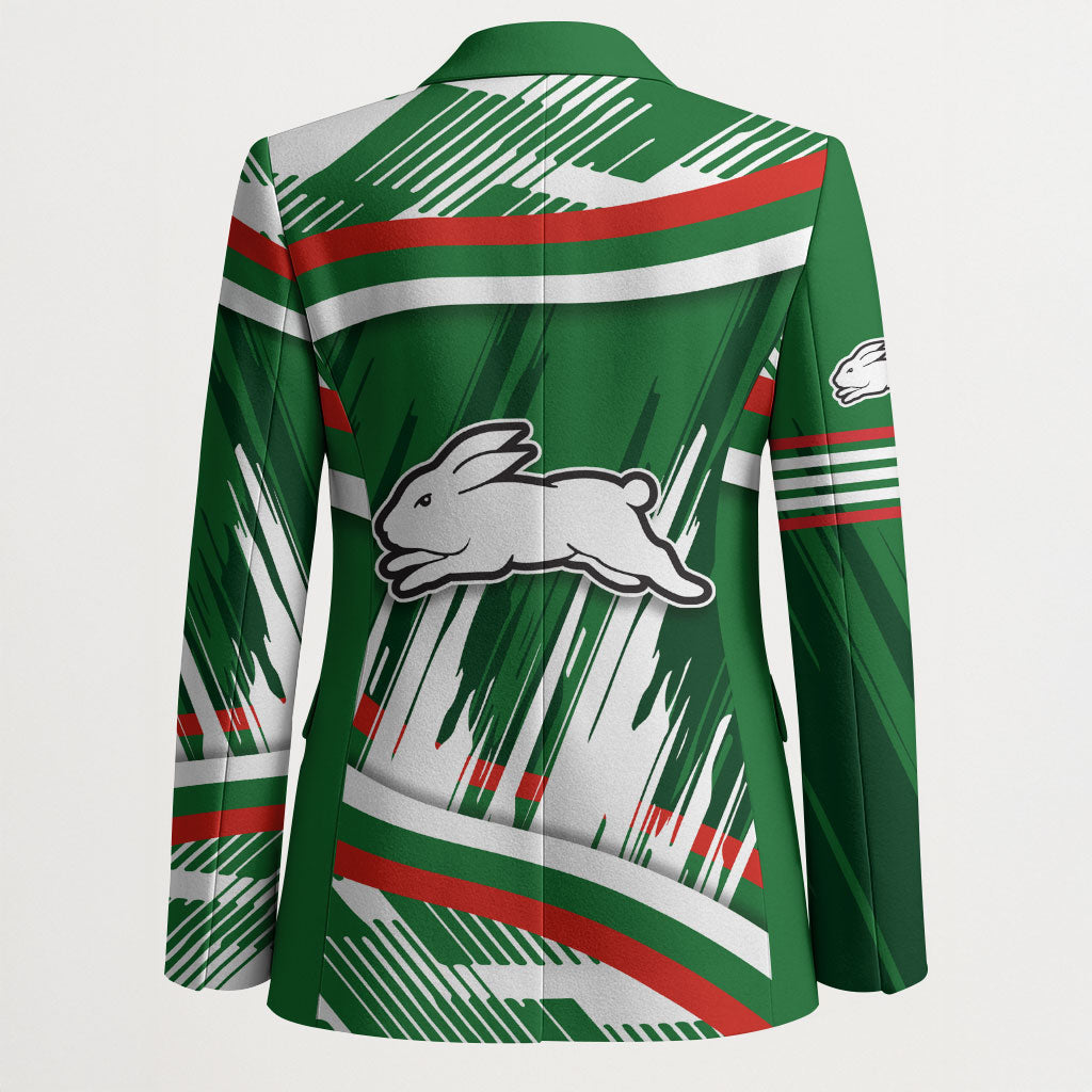 Rabbitohs Rugby Mascot Blazer Fierce Athlete Graphic in Sports Style