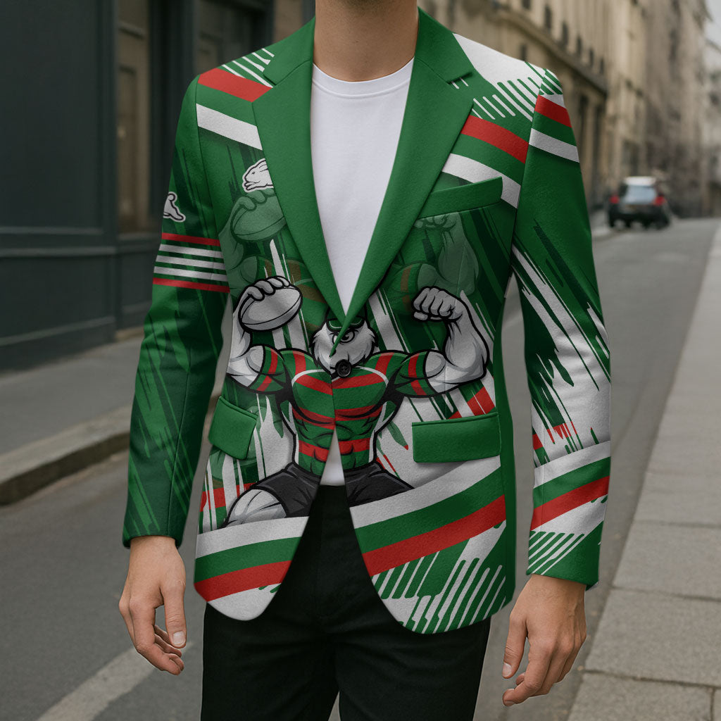 Rabbitohs Rugby Mascot Blazer Fierce Athlete Graphic in Sports Style
