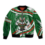 Rabbitohs Rugby Mascot Bomber Jacket Fierce Athlete Graphic in Sports Style