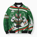 Rabbitohs Rugby Mascot Bomber Puffer Jacket Fierce Athlete Graphic in Sports Style