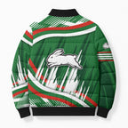 Rabbitohs Rugby Mascot Bomber Puffer Jacket Fierce Athlete Graphic in Sports Style