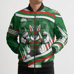 Rabbitohs Rugby Mascot Bomber Puffer Jacket Fierce Athlete Graphic in Sports Style