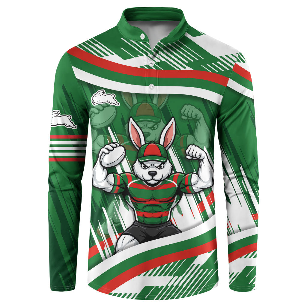 Rabbitohs Rugby Mascot Button Sweatshirt Fierce Athlete Graphic in Sports Style
