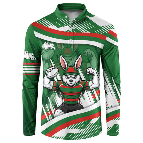 Rabbitohs Rugby Mascot Button Sweatshirt Fierce Athlete Graphic in Sports Style