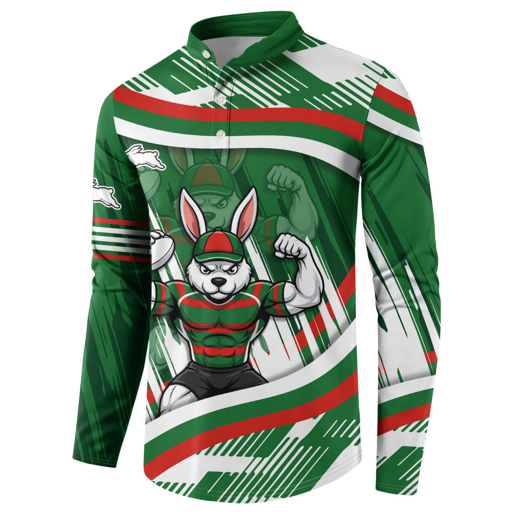Rabbitohs Rugby Mascot Button Sweatshirt Fierce Athlete Graphic in Sports Style