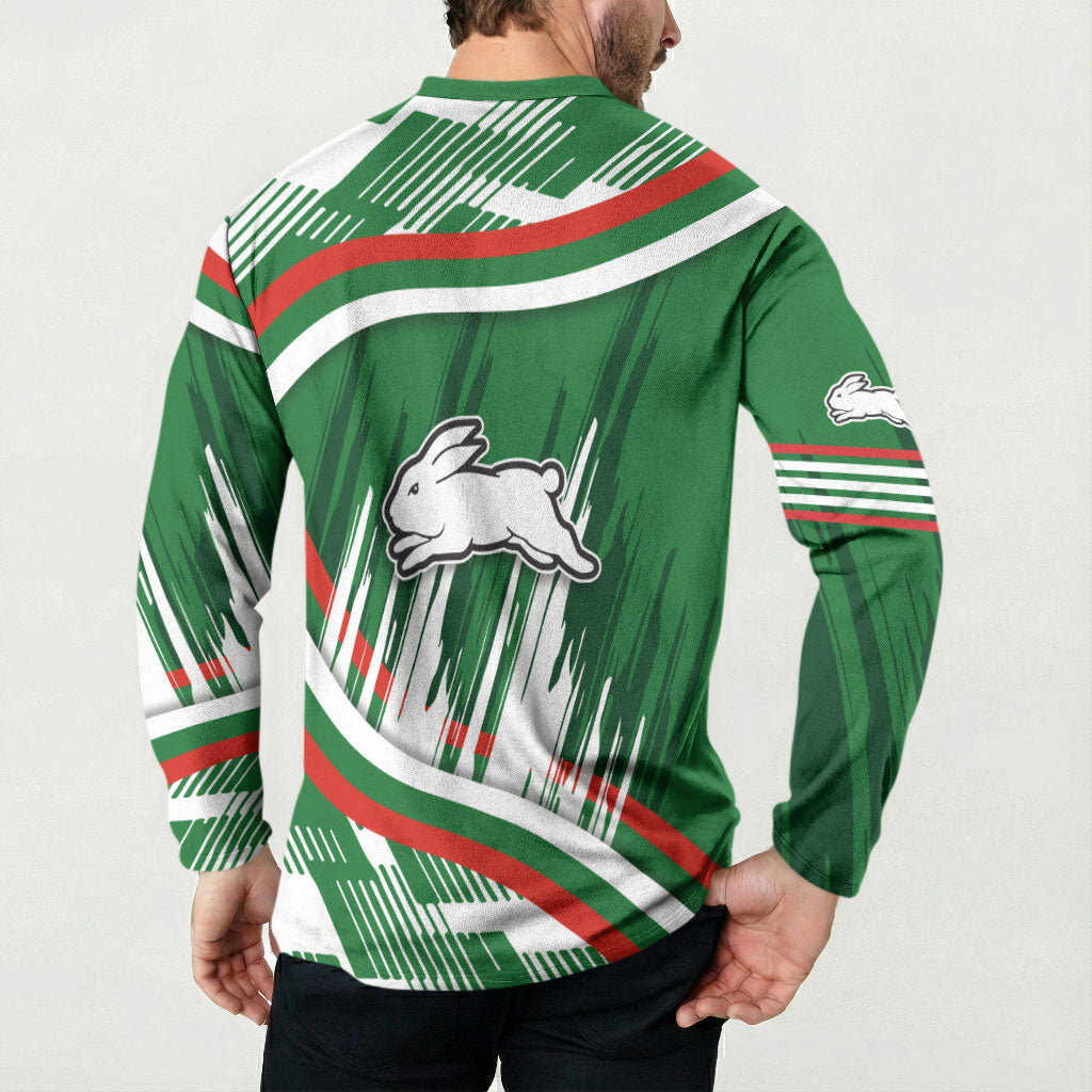 Rabbitohs Rugby Mascot Button Sweatshirt Fierce Athlete Graphic in Sports Style