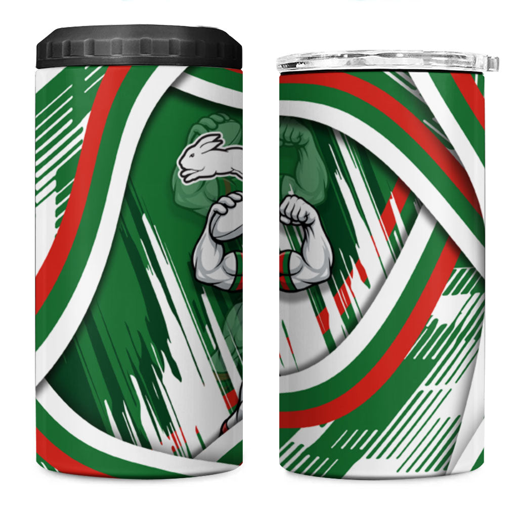 Rabbitohs Rugby Mascot 4 in 1 Can Cooler Tumbler Fierce Athlete Graphic in Sports Style