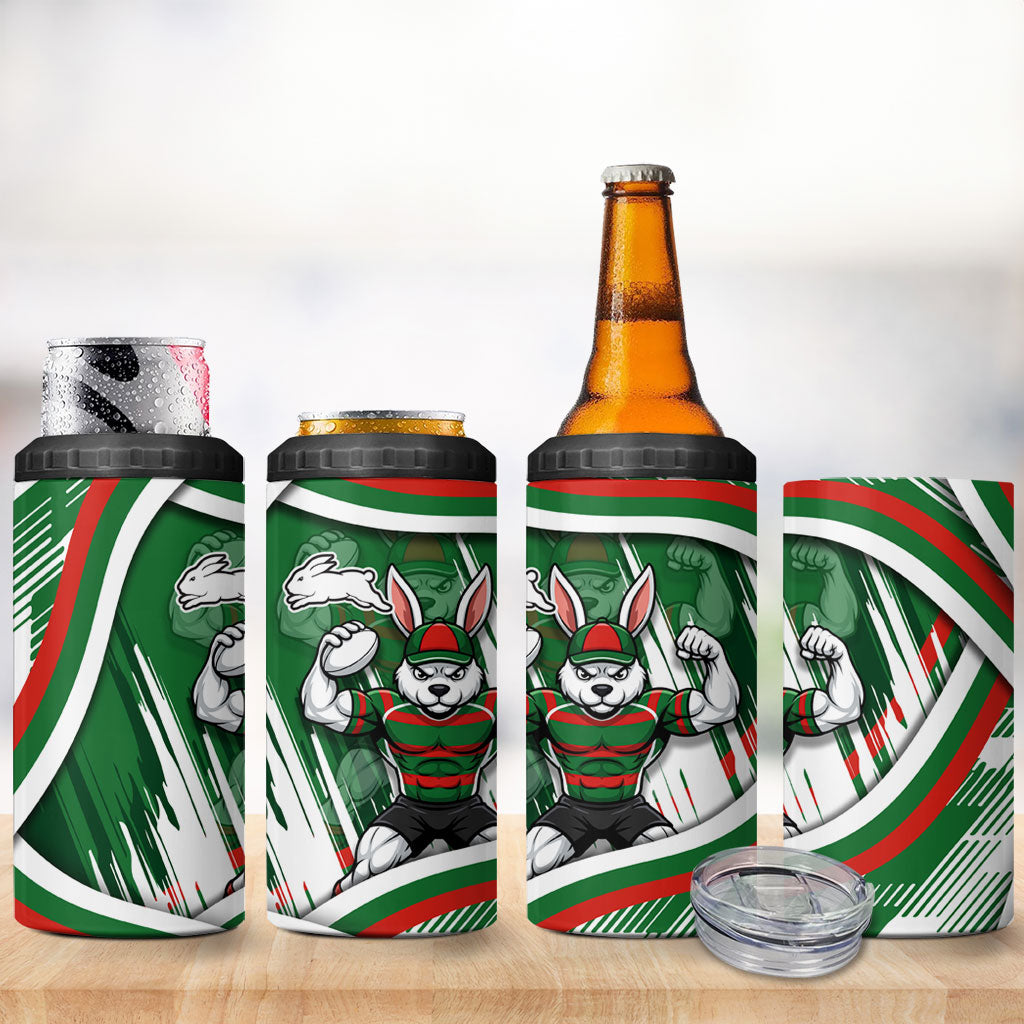 Rabbitohs Rugby Mascot 4 in 1 Can Cooler Tumbler Fierce Athlete Graphic in Sports Style