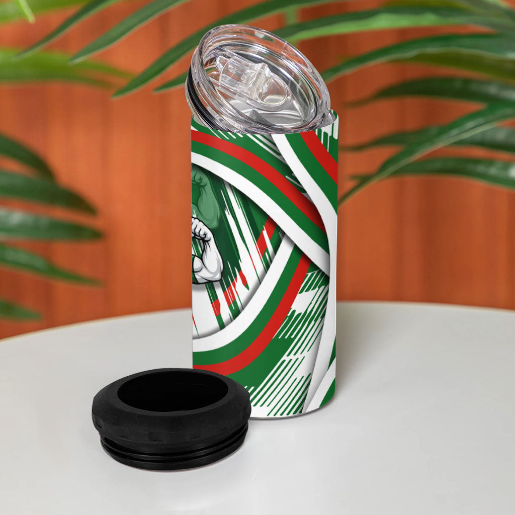 Rabbitohs Rugby Mascot 4 in 1 Can Cooler Tumbler Fierce Athlete Graphic in Sports Style