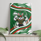 Rabbitohs Rugby Mascot Canvas Wall Art Fierce Athlete Graphic in Sports Style