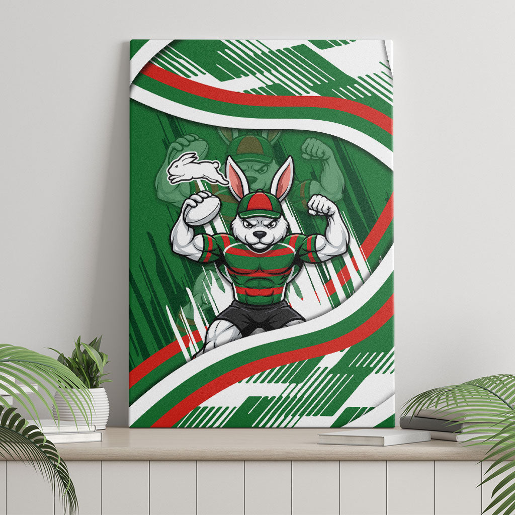 Rabbitohs Rugby Mascot Canvas Wall Art Fierce Athlete Graphic in Sports Style