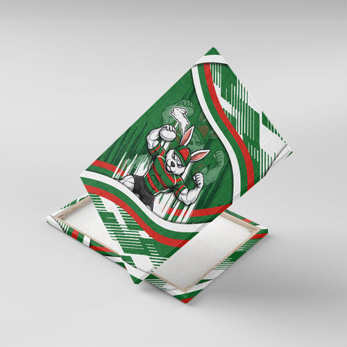 Rabbitohs Rugby Mascot Canvas Wall Art Fierce Athlete Graphic in Sports Style