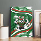 Rabbitohs Rugby Mascot Canvas Wall Art Fierce Athlete Graphic in Sports Style