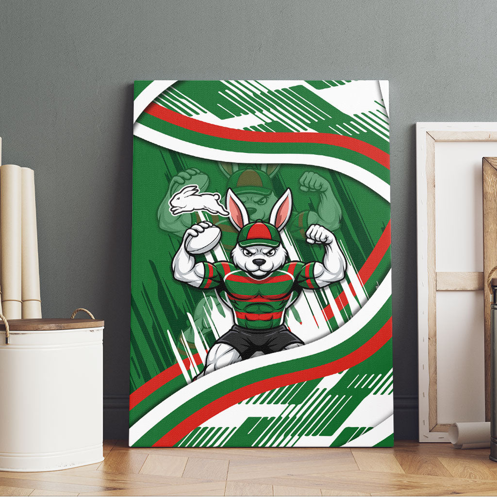 Rabbitohs Rugby Mascot Canvas Wall Art Fierce Athlete Graphic in Sports Style
