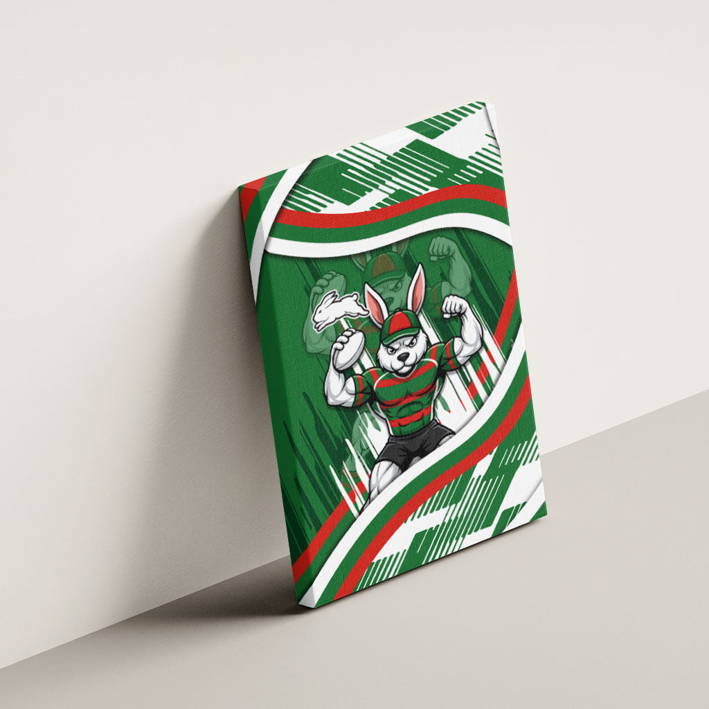 Rabbitohs Rugby Mascot Canvas Wall Art Fierce Athlete Graphic in Sports Style