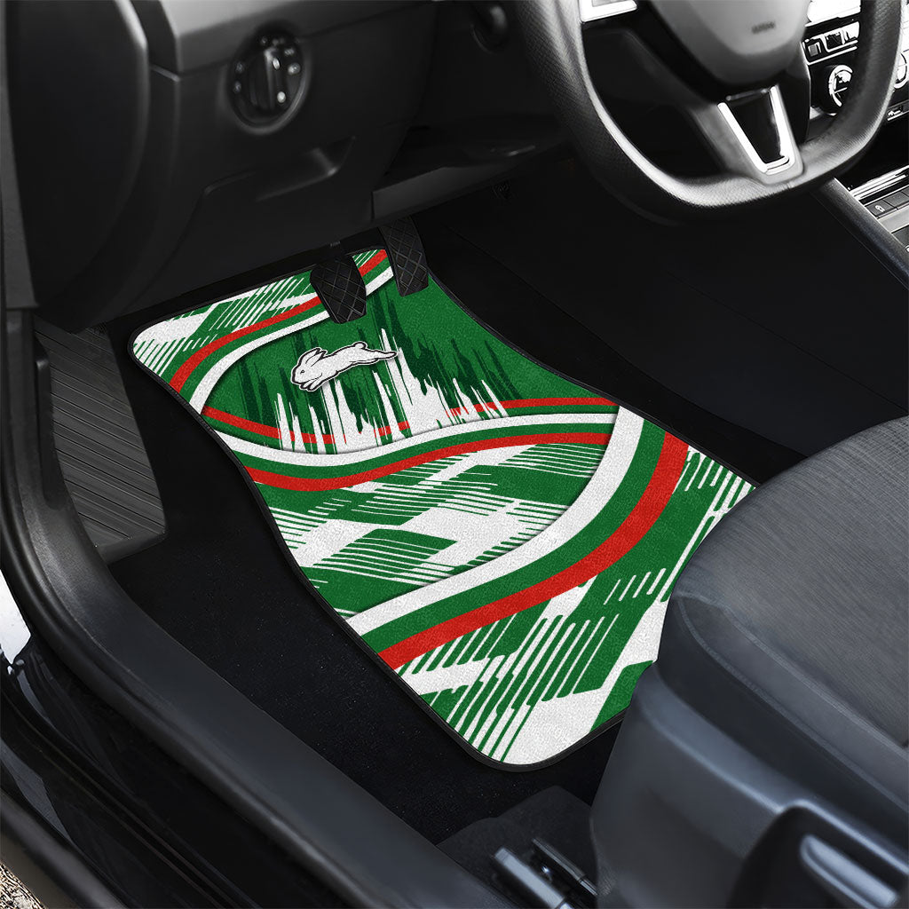Rabbitohs Rugby Mascot Car Mats Fierce Athlete Graphic in Sports Style
