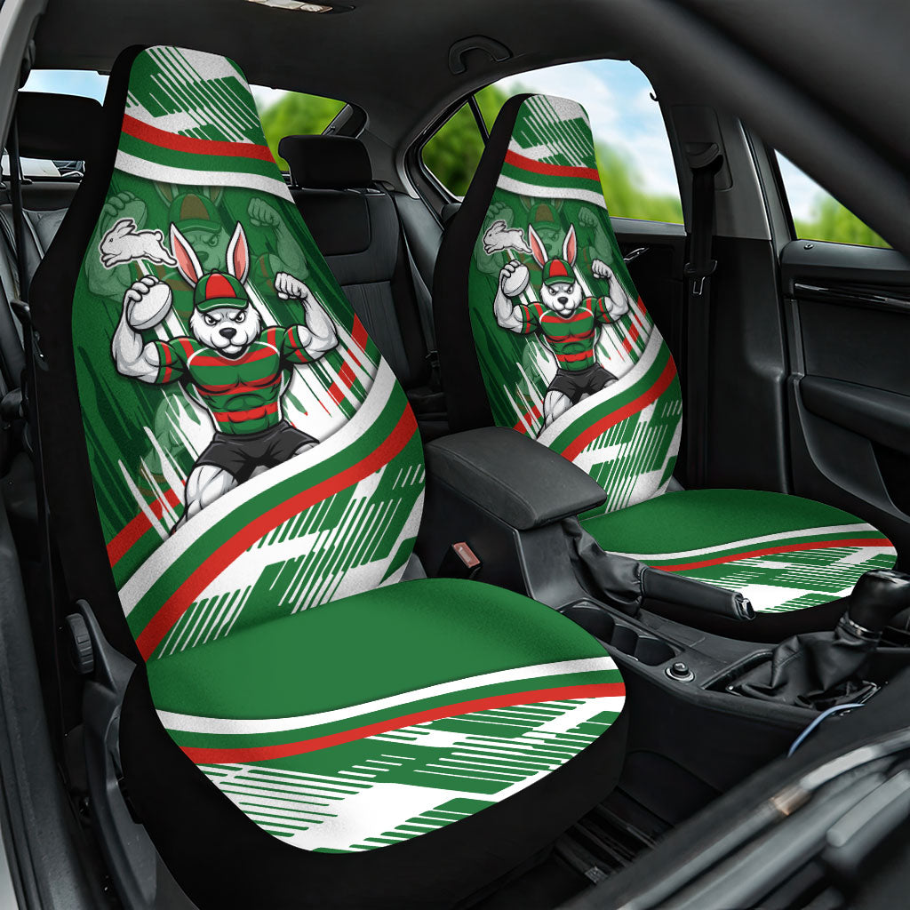 Rabbitohs Rugby Mascot Car Seat Cover Fierce Athlete Graphic in Sports Style