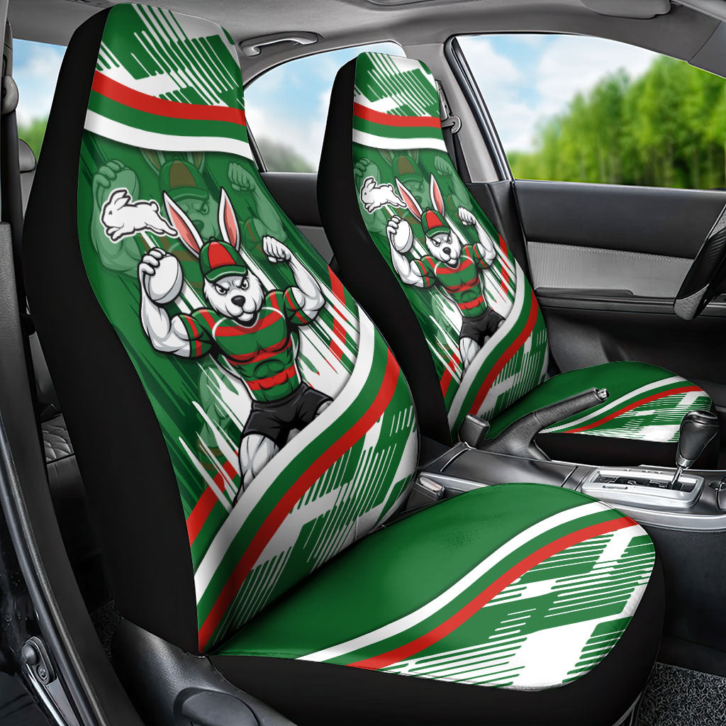 Rabbitohs Rugby Mascot Car Seat Cover Fierce Athlete Graphic in Sports Style