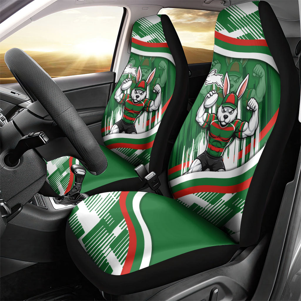 Rabbitohs Rugby Mascot Car Seat Cover Fierce Athlete Graphic in Sports Style