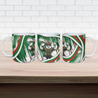 Rabbitohs Rugby Mascot Ceramic Mug Fierce Athlete Graphic in Sports Style