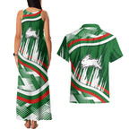 Rabbitohs Rugby Mascot Couples Matching Tank Maxi Dress and Hawaiian Shirt Fierce Athlete Graphic in Sports Style