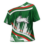 Rabbitohs Rugby Mascot Cross Shoulder Shirt Fierce Athlete Graphic in Sports Style