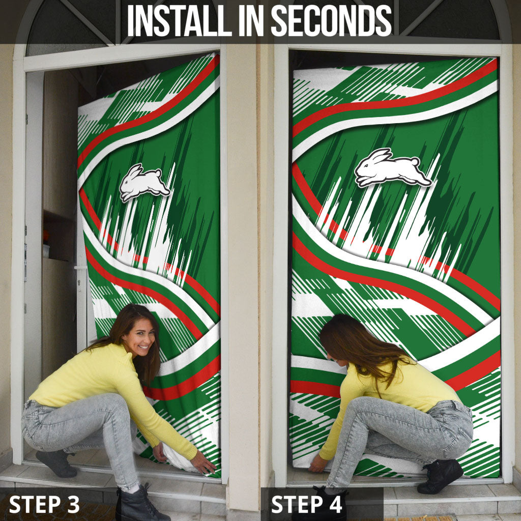Rabbitohs Rugby Mascot Door Cover Fierce Athlete Graphic in Sports Style