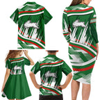 Rabbitohs Rugby Mascot Family Matching Long Sleeve Bodycon Dress and Hawaiian Shirt Fierce Athlete Graphic in Sports Style