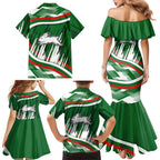 Rabbitohs Rugby Mascot Family Matching Mermaid Dress and Hawaiian Shirt Fierce Athlete Graphic in Sports Style