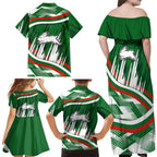 Rabbitohs Rugby Mascot Family Matching Off Shoulder Maxi Dress and Hawaiian Shirt Fierce Athlete Graphic in Sports Style