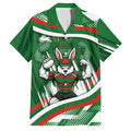 Rabbitohs Rugby Mascot Family Matching Off Shoulder Maxi Dress and Hawaiian Shirt Fierce Athlete Graphic in Sports Style