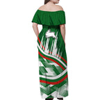 Rabbitohs Rugby Mascot Family Matching Off Shoulder Maxi Dress and Hawaiian Shirt Fierce Athlete Graphic in Sports Style