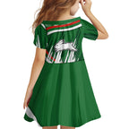 Rabbitohs Rugby Mascot Family Matching Puletasi and Hawaiian Shirt Fierce Athlete Graphic in Sports Style