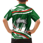 Rabbitohs Rugby Mascot Family Matching Short Sleeve Bodycon Dress and Hawaiian Shirt Fierce Athlete Graphic in Sports Style