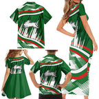 Rabbitohs Rugby Mascot Family Matching Short Sleeve Bodycon Dress and Hawaiian Shirt Fierce Athlete Graphic in Sports Style