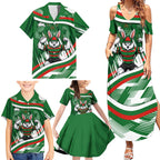 Rabbitohs Rugby Mascot Family Matching Summer Maxi Dress and Hawaiian Shirt Fierce Athlete Graphic in Sports Style