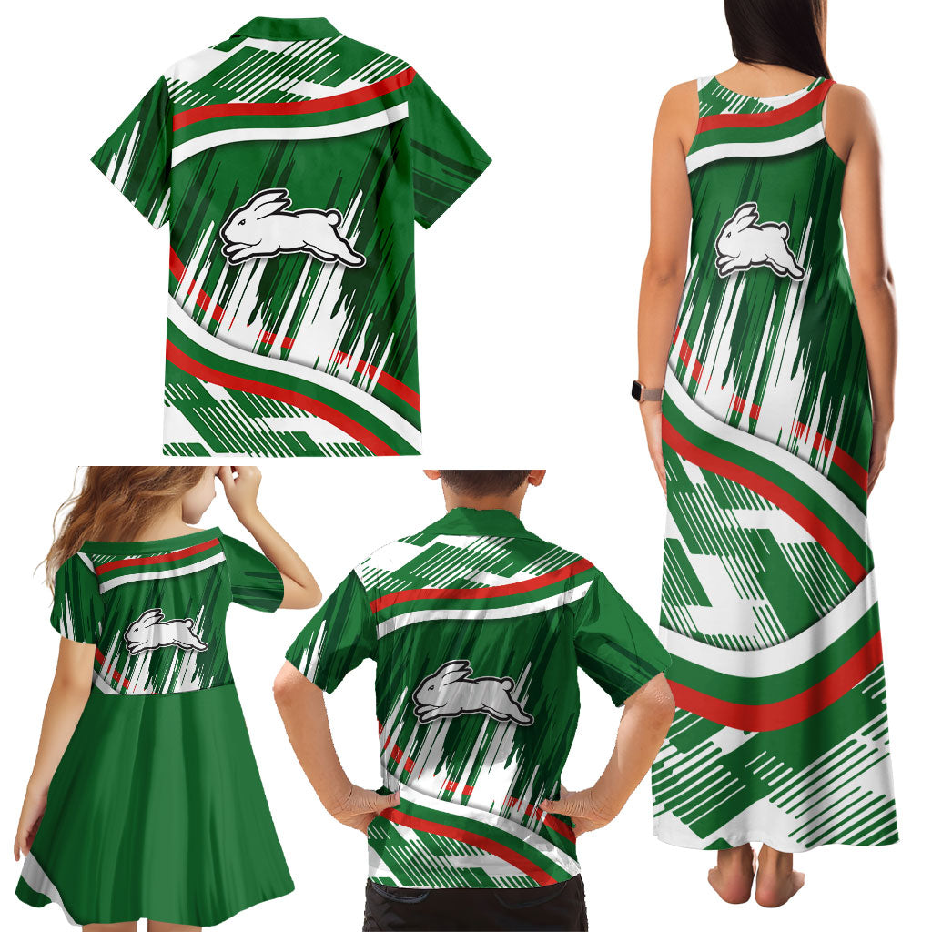 Rabbitohs Rugby Mascot Family Matching Tank Maxi Dress and Hawaiian Shirt Fierce Athlete Graphic in Sports Style