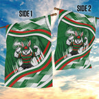 Rabbitohs Rugby Mascot Garden Flag Fierce Athlete Graphic in Sports Style