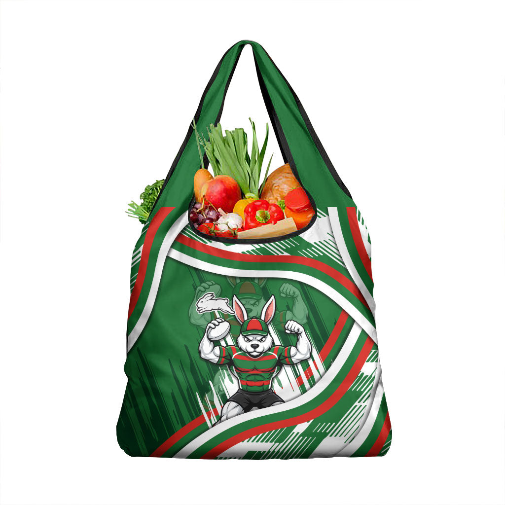 Rabbitohs Rugby Mascot Grocery Bag Fierce Athlete Graphic in Sports Style