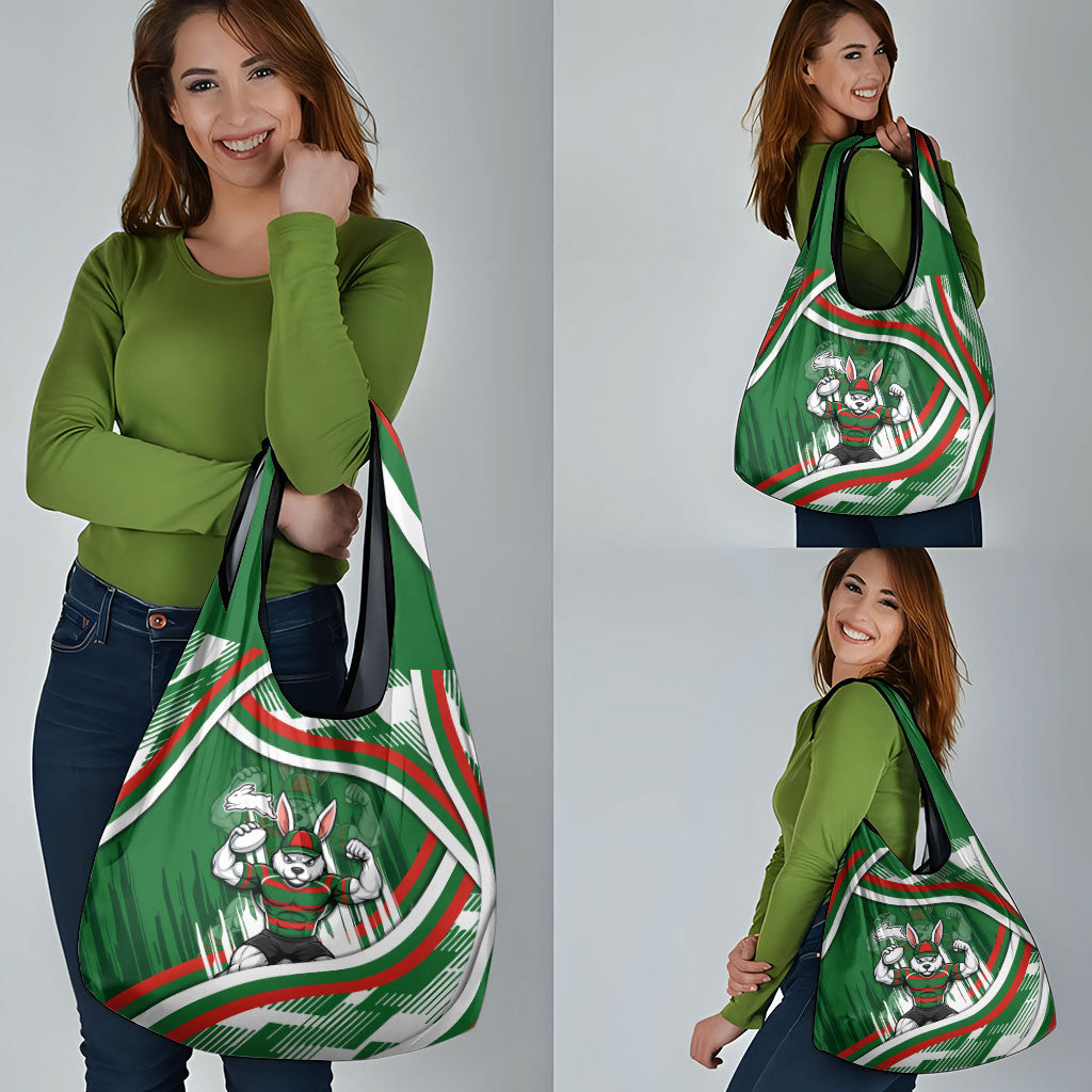 Rabbitohs Rugby Mascot Grocery Bag Fierce Athlete Graphic in Sports Style