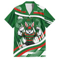 Rabbitohs Rugby Mascot Hawaiian Shirt Fierce Athlete Graphic in Sports Style