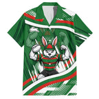 Rabbitohs Rugby Mascot Hawaiian Shirt Fierce Athlete Graphic in Sports Style