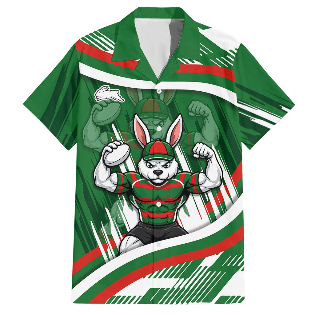 Rabbitohs Rugby Mascot Hawaiian Shirt Fierce Athlete Graphic in Sports Style