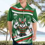 Rabbitohs Rugby Mascot Hawaiian Shirt Fierce Athlete Graphic in Sports Style