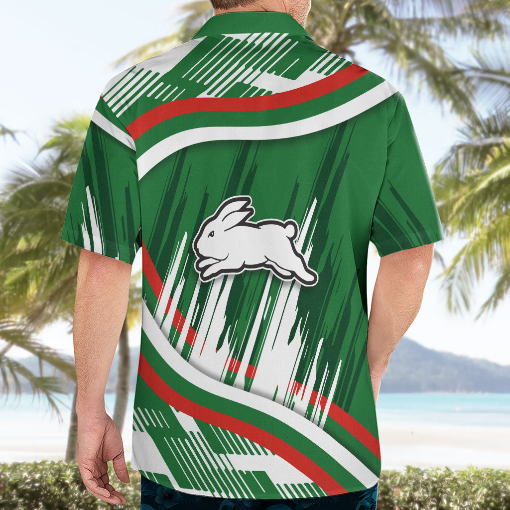 Rabbitohs Rugby Mascot Hawaiian Shirt Fierce Athlete Graphic in Sports Style