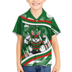 Rabbitohs Rugby Mascot Hawaiian Shirt Fierce Athlete Graphic in Sports Style