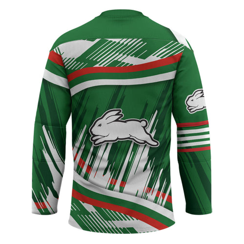 Rabbitohs Rugby Mascot Hockey Jersey Fierce Athlete Graphic in Sports Style