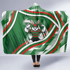 Rabbitohs Rugby Mascot Hooded Blanket Fierce Athlete Graphic in Sports Style