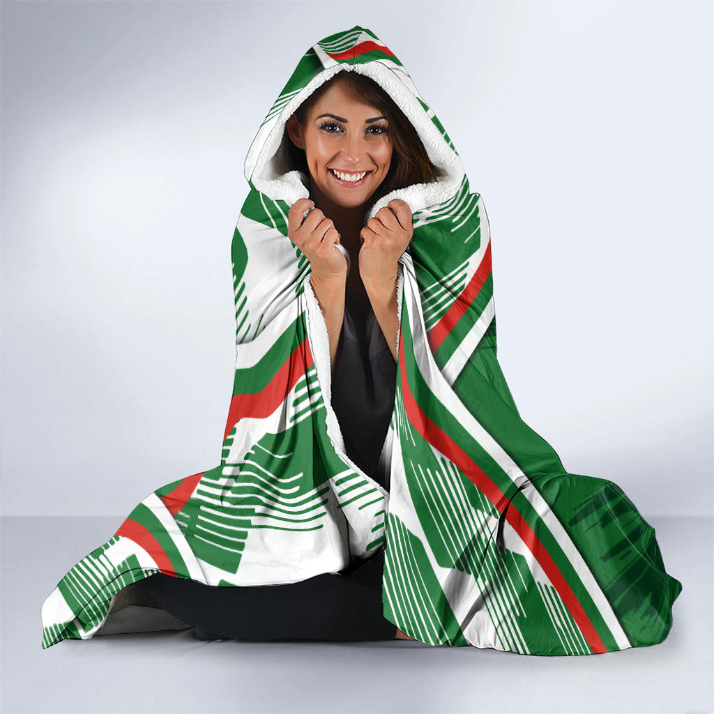Rabbitohs Rugby Mascot Hooded Blanket Fierce Athlete Graphic in Sports Style